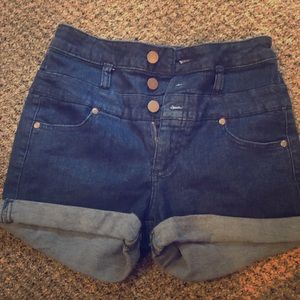 High waisted denim jean shorts